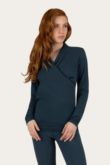 Good Karma -Elegante longsleeve Yoga en Pilates tuniek- Staalblauw