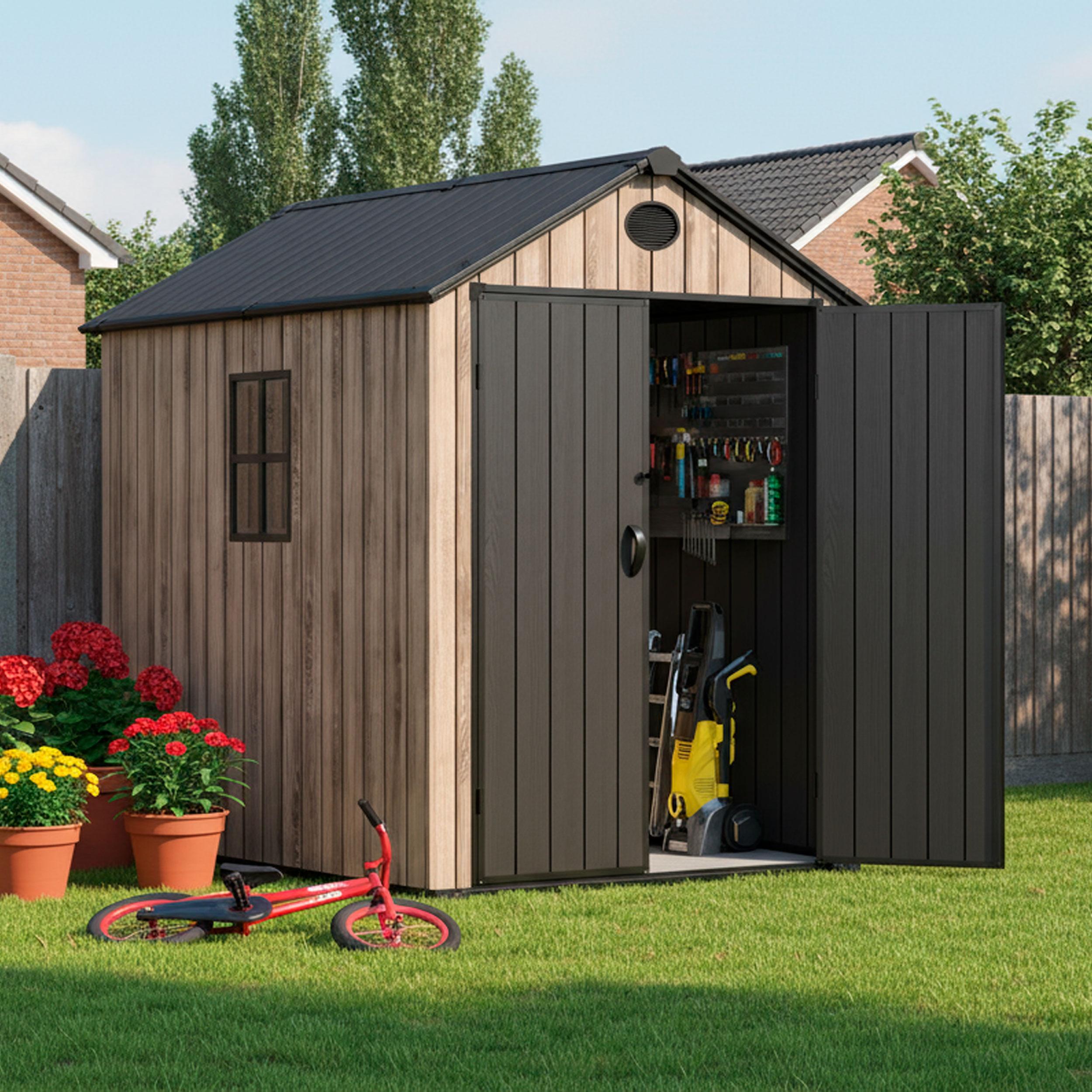Abri de jardin résine 3,62m² OAK O40 sol fenêtre effet bois 2/6