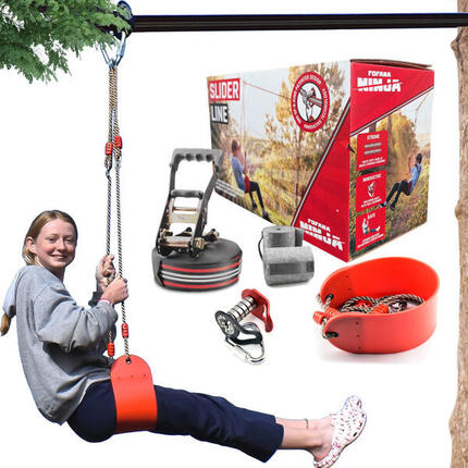 Kit Tyrolienne de Jardin 20m - Ninja Slider avec Balançoire - Montage Facile