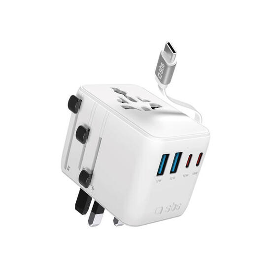 Adaptateur de voyage universel avec câble USB-C intégré