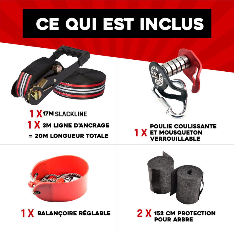 Kit Tyrolienne de Jardin 20m - Ninja Slider avec Balançoire - Montage Facile 2/7
