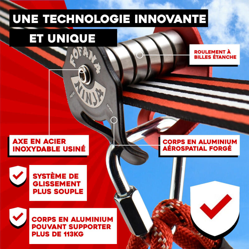Kit Tyrolienne de Jardin 20m - Ninja Slider avec Balançoire - Montage Facile 4/7
