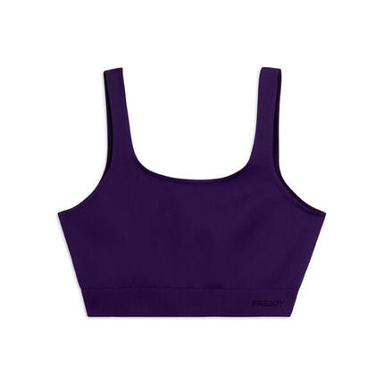 Brassière de sport sans coutures avec bande sous le buste côtelée