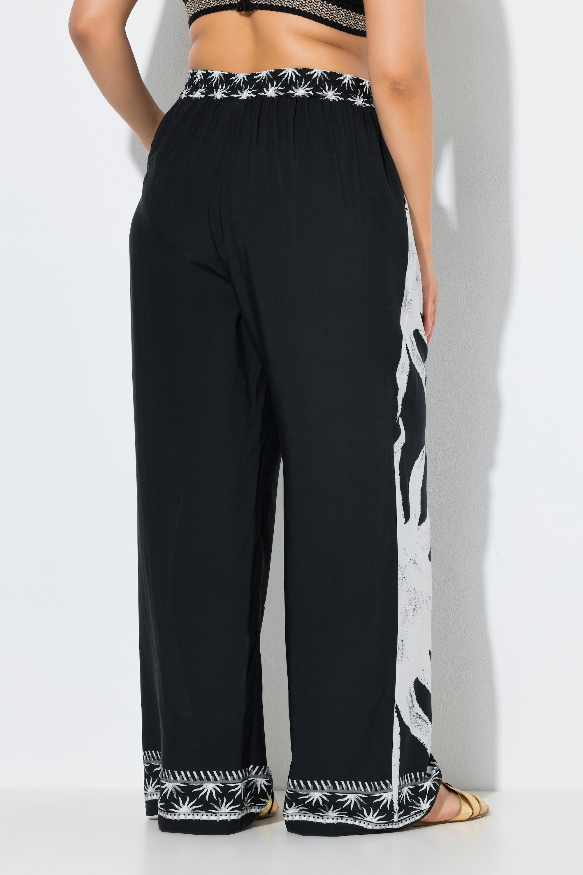 Femme Pantalon palazzo motif soleils jambe large et taille élastique 2/7