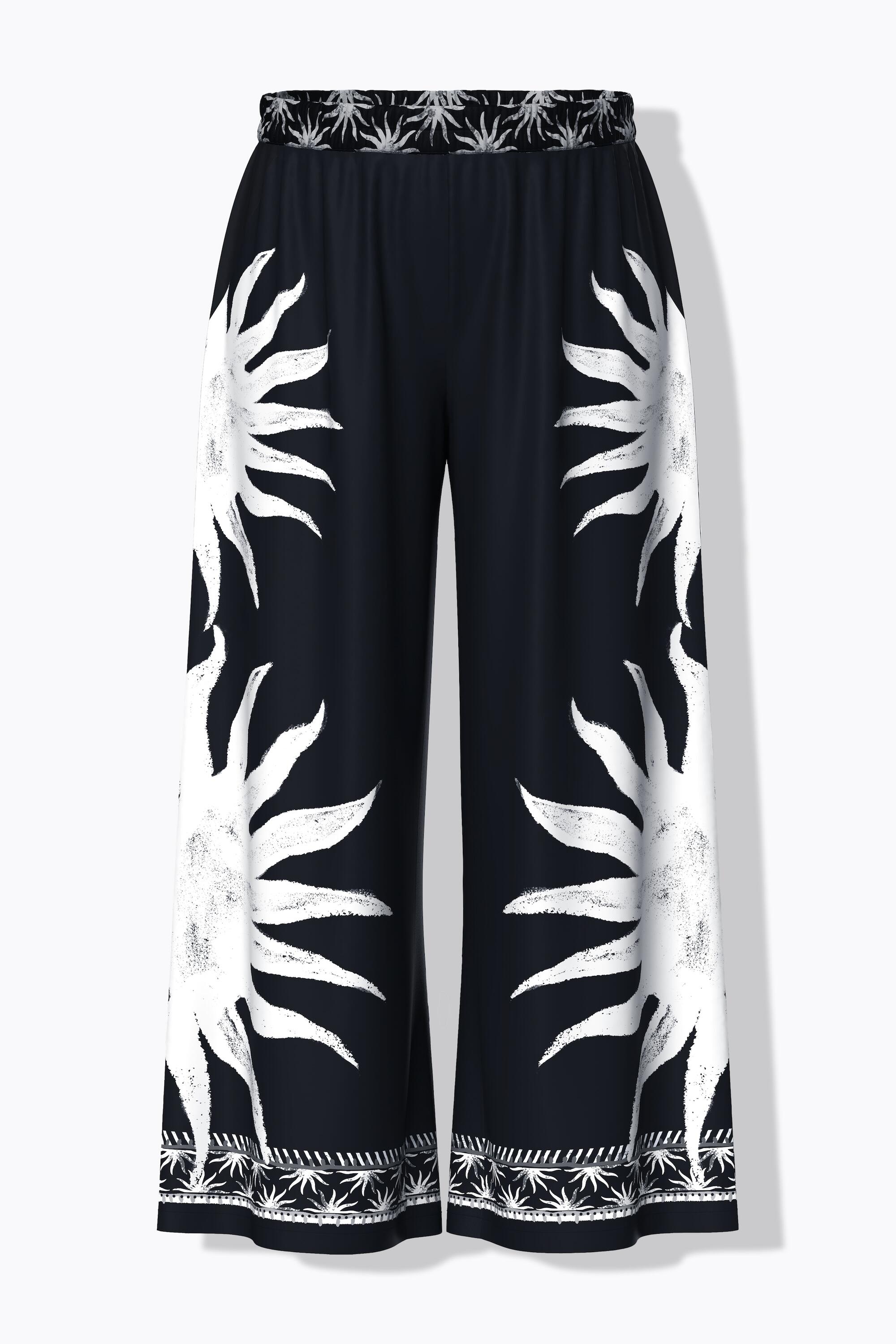 Femme Pantalon palazzo motif soleils jambe large et taille élastique 6/7
