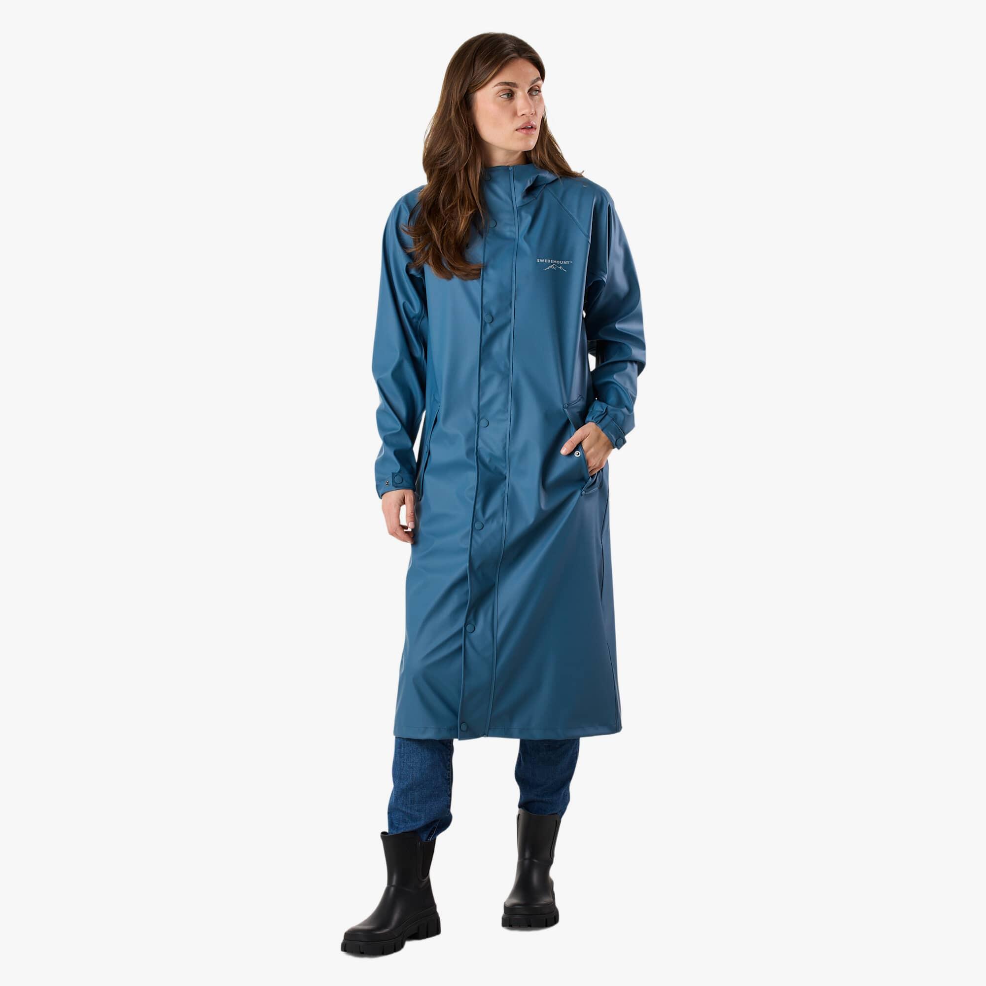 Swedemount - Veste De Randonnée Imperméable Femme Väderöarna Long Coat W - Coupe-pluie - Bleu - Decathlon