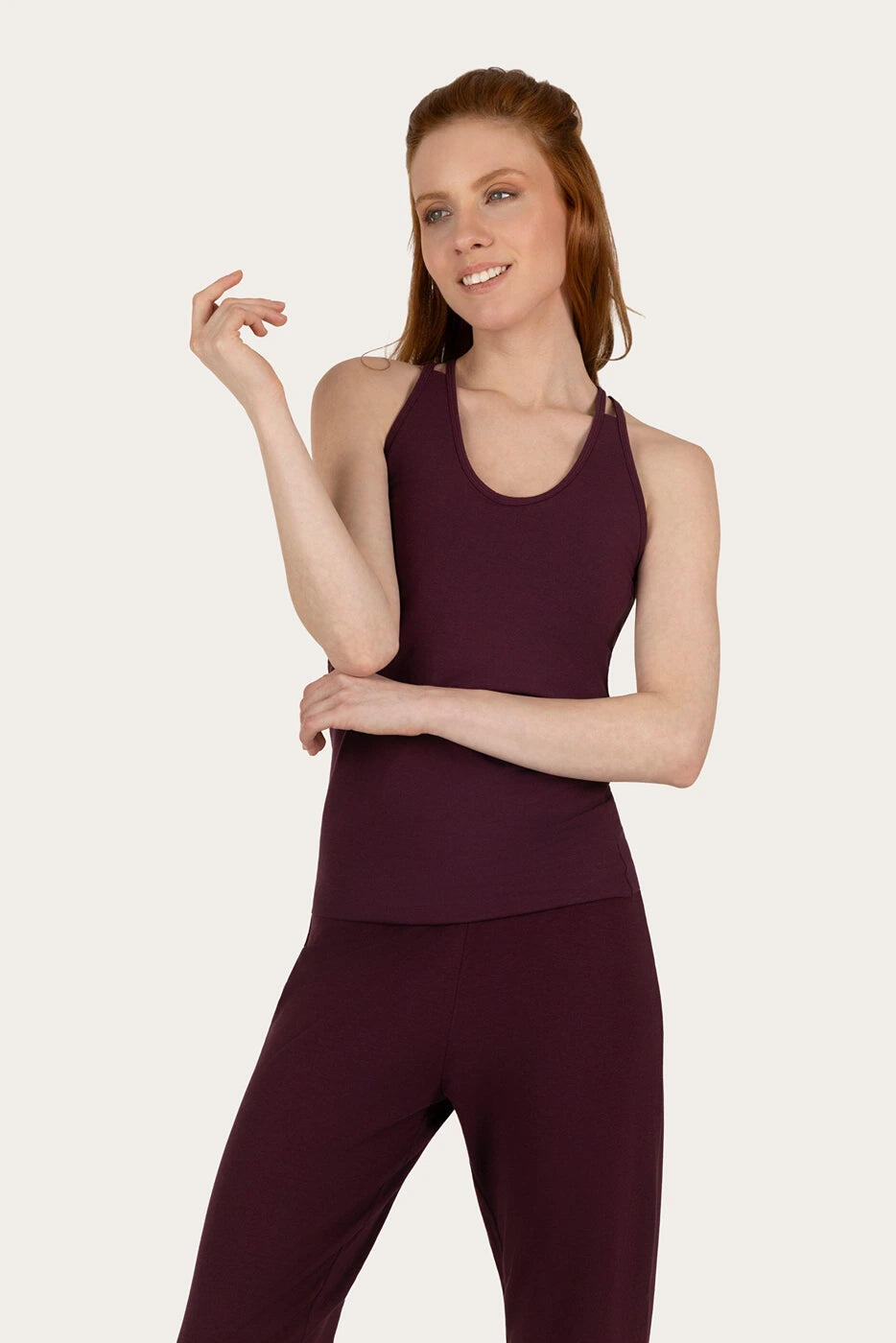Top de Yoga et Pilates en Bambou Lyrais  - Violet Foncé 2/5