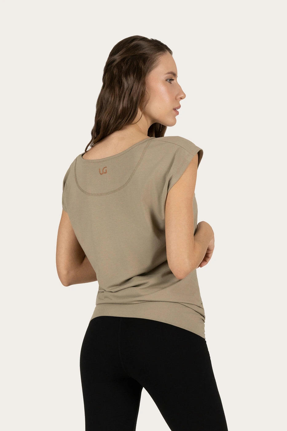 T-shirt de Yoga et Pilates couple ample Asana  - Beige 2/5