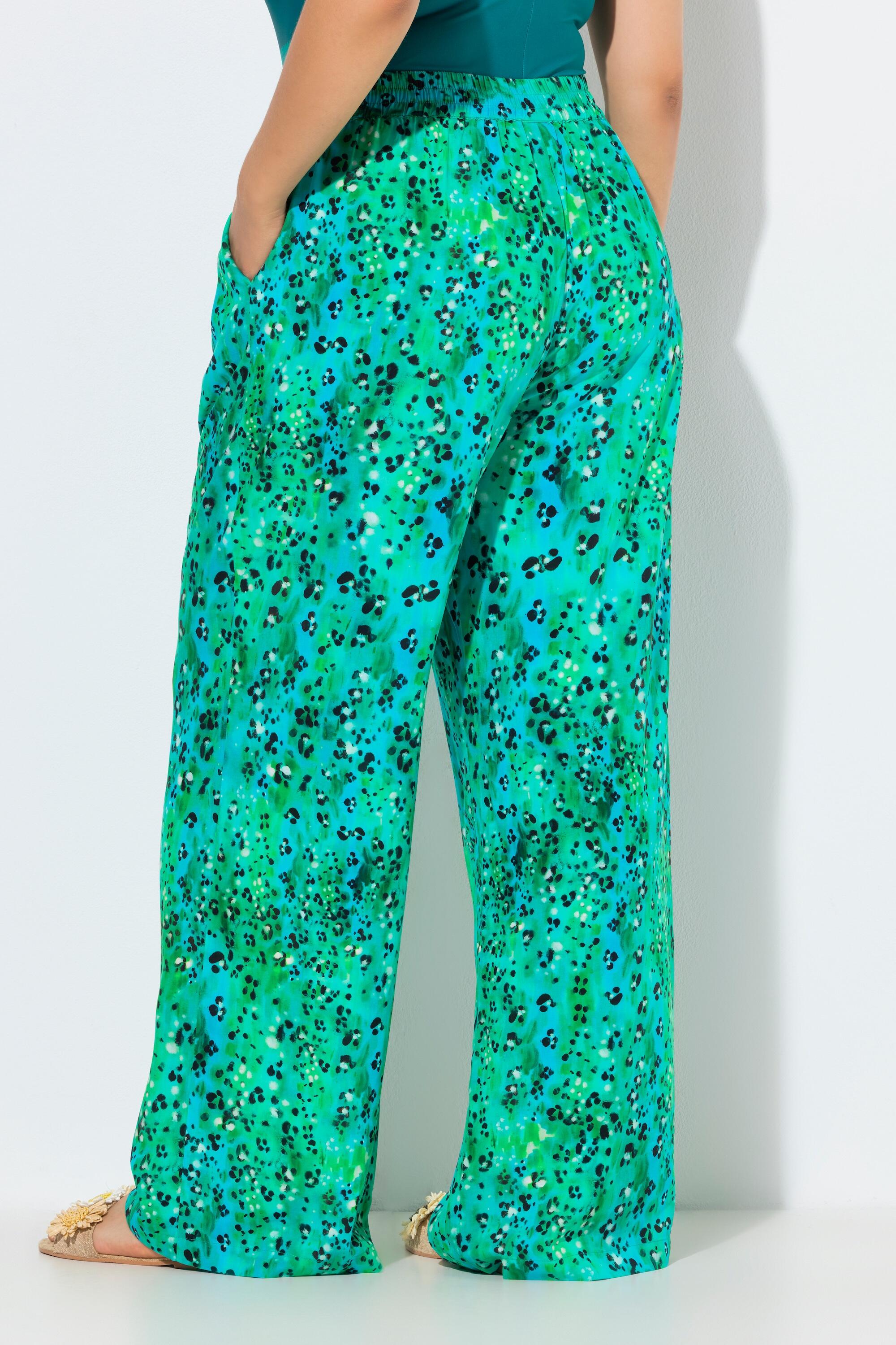 Femme Pantalon palazzo jambe large et taille élastique motif léopard 2/7