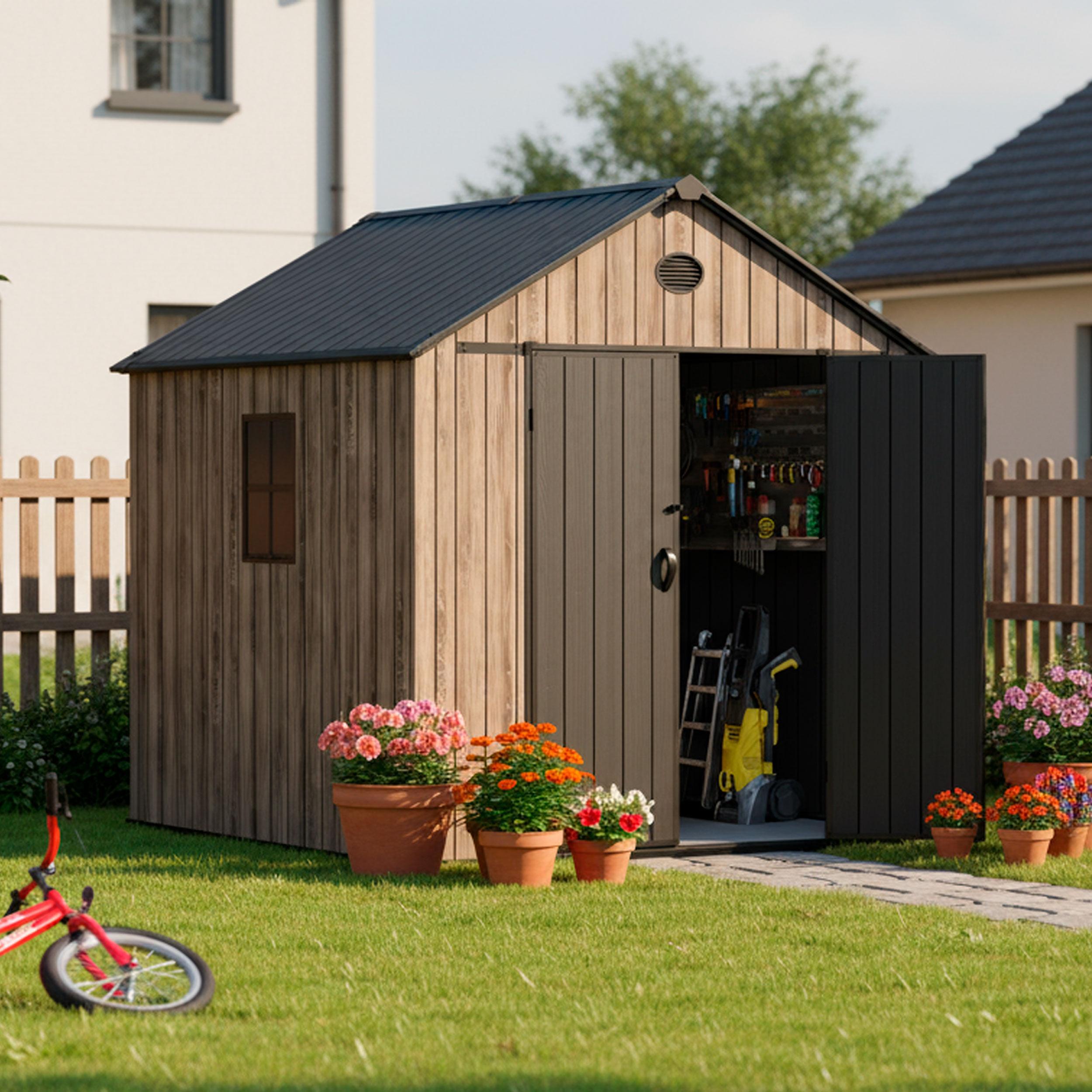Abri de jardin résine 5,02m² OAK O50 sol fenêtre effet bois 2/6