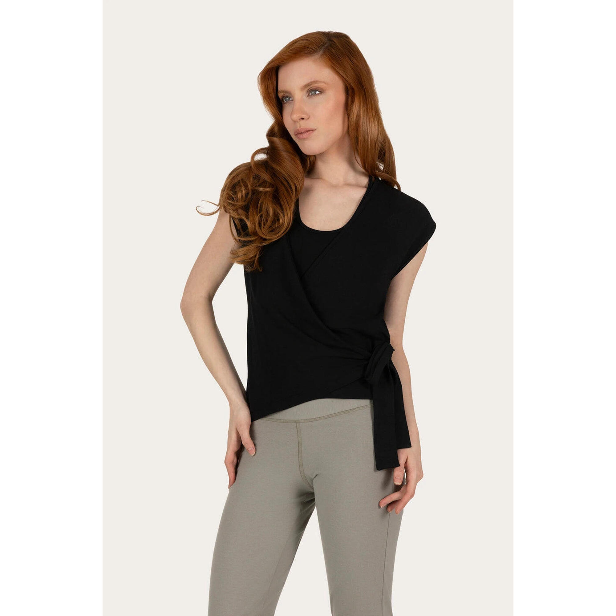 Urban Goddess - Top De Yoga Cache-cœur Aurora Tendance – Noir Onyx - T-shirt Manches Courtes - Noir - Decathlon