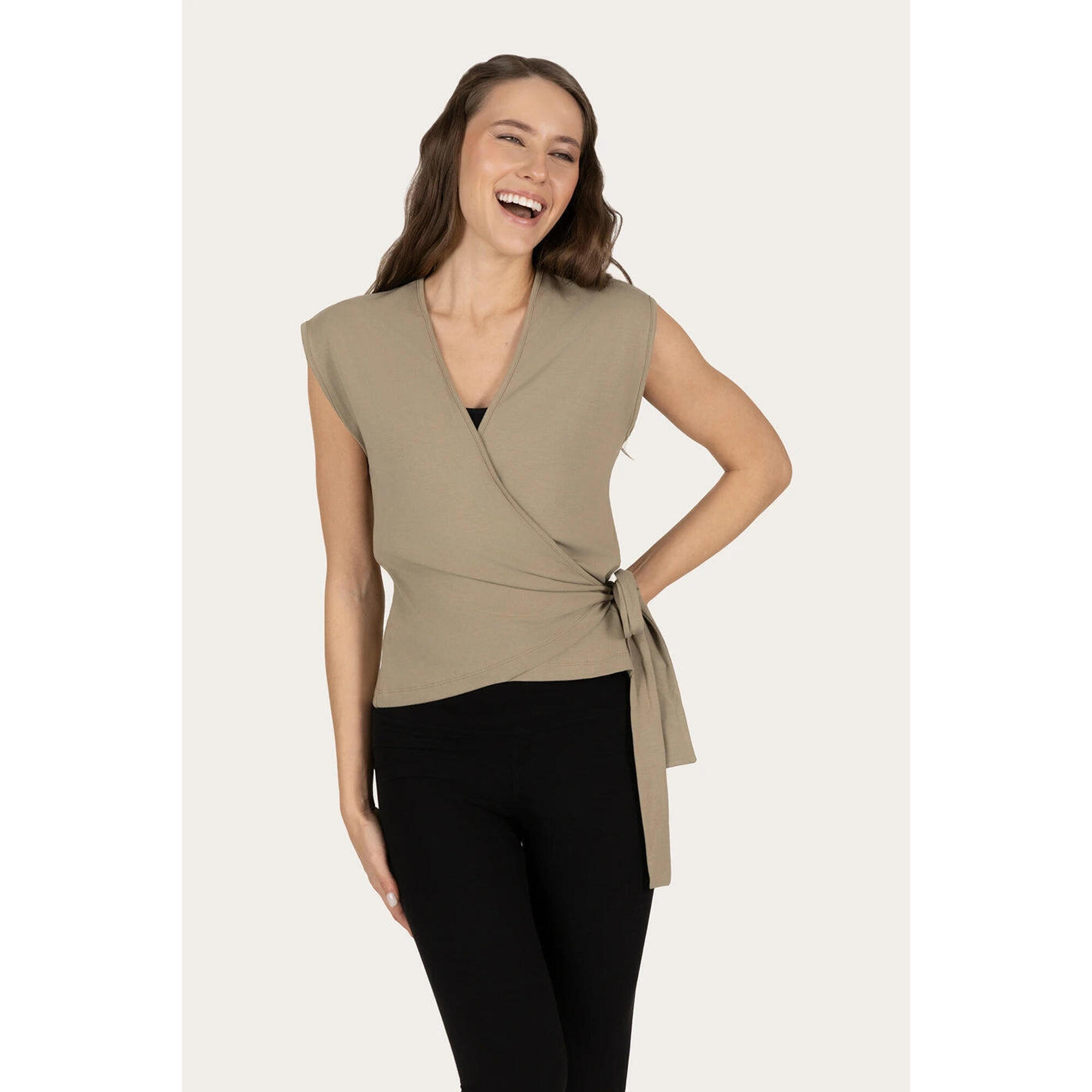 Urban Goddess - Top De Yoga Cache-cœur Aurora Tendance – Fern - T-shirt Manches Courtes - Beige - Decathlon