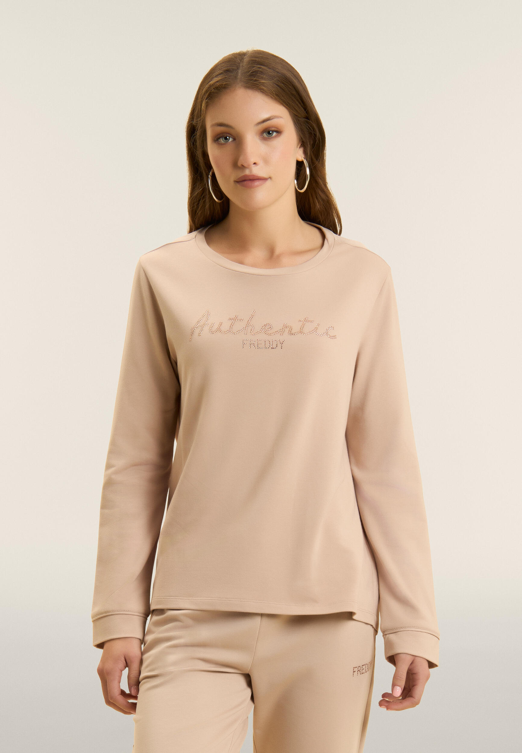 Felpa comfort fit con strass "Authentic" 2/4