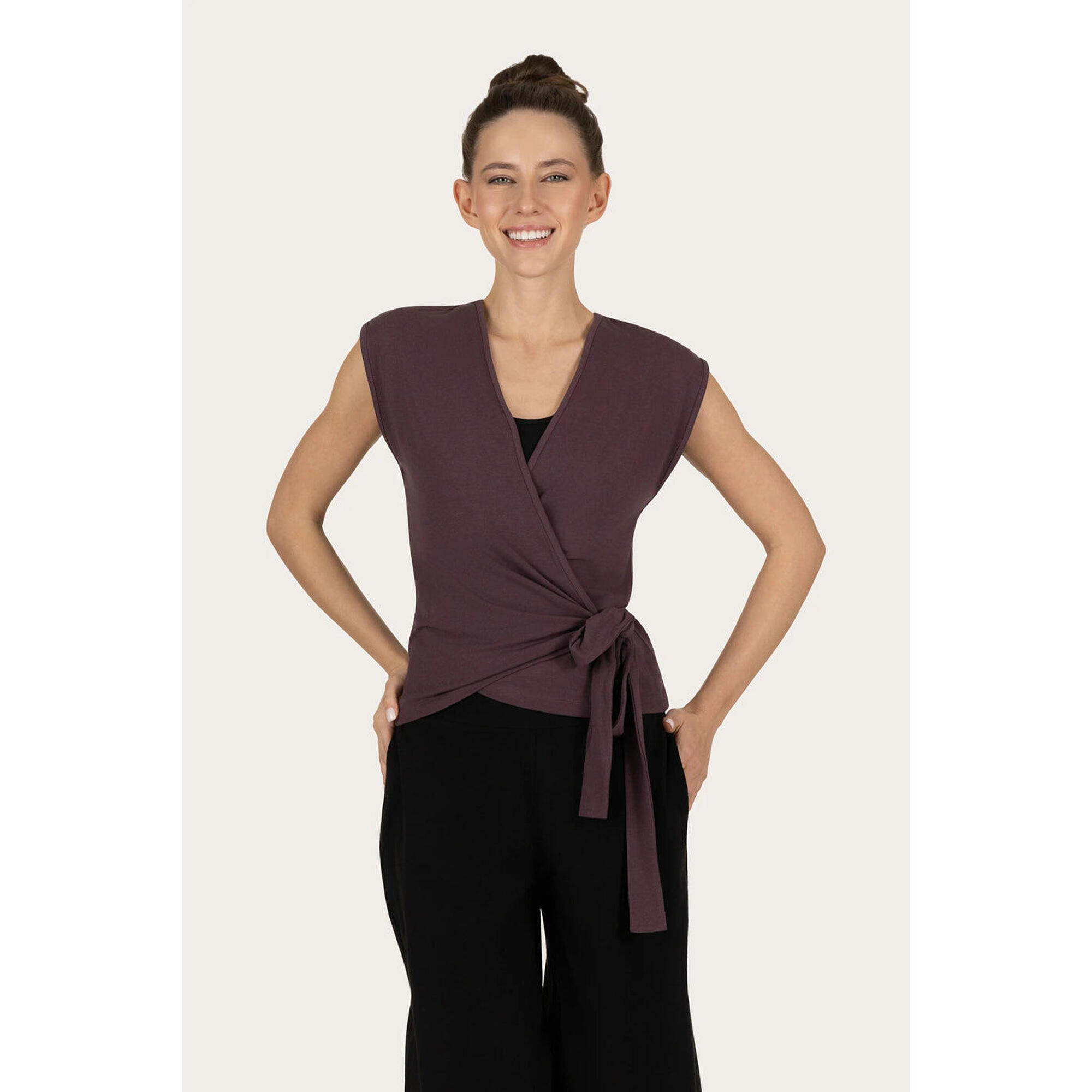 Urban Goddess - Top De Yoga Cache-cœur Aurora Tendance – Berry - T-shirt Manches Courtes - Violet - Decathlon