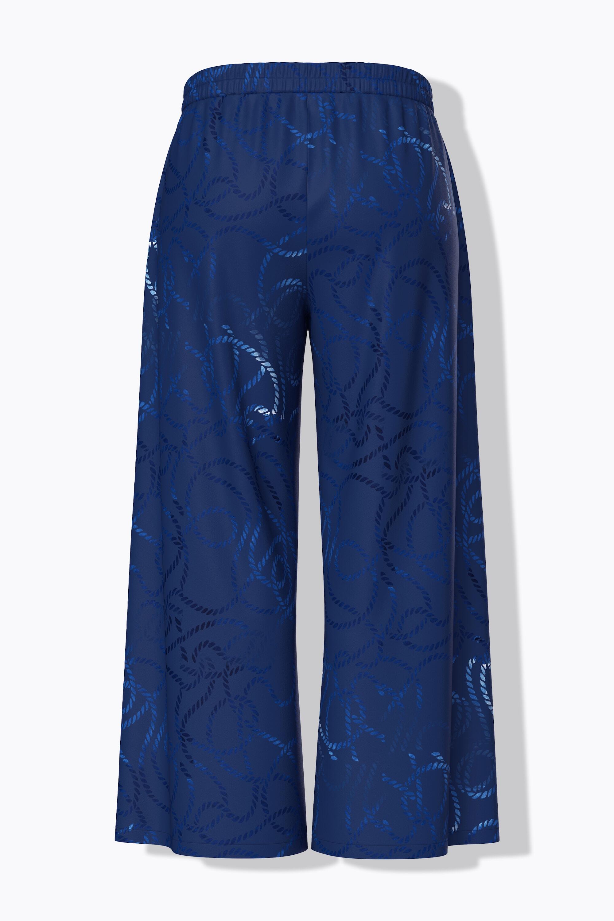Femme Pantalon palazzo jambe large et ceinture élastique motif cordes de marine 7/7