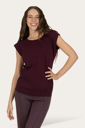 T-shirt de Yoga et Pilates couple ample Asana - Violet Foncé