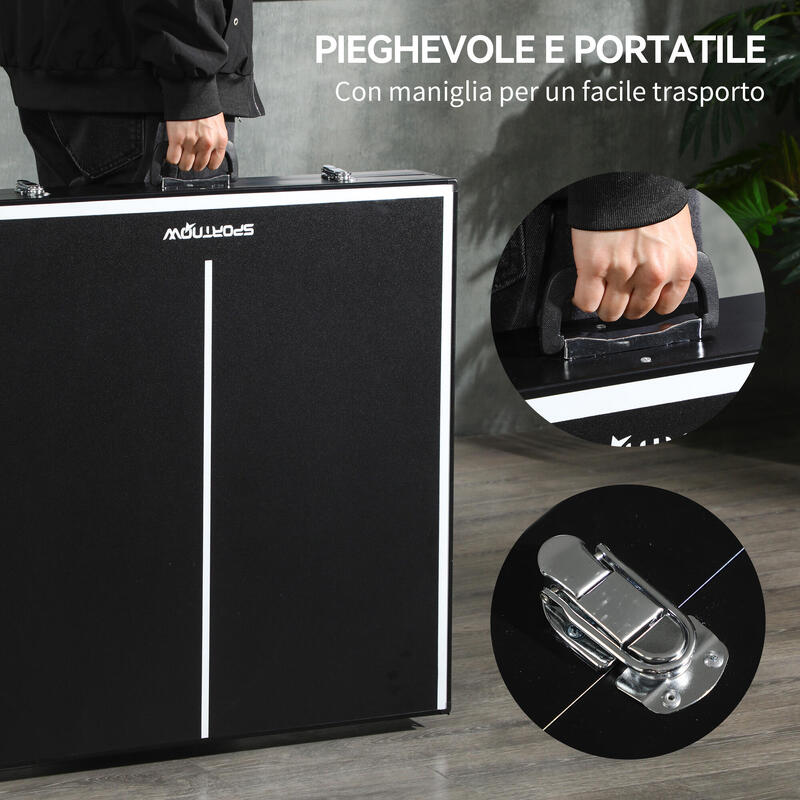 Masă de ping-pong pliabilă SPORTNOW din aluminiu și MDF 152x76x72 cm, neagră