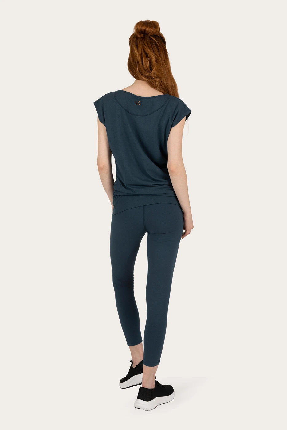 T-shirt de Yoga et Pilates couple ample Asana  - Blue Acier 2/5