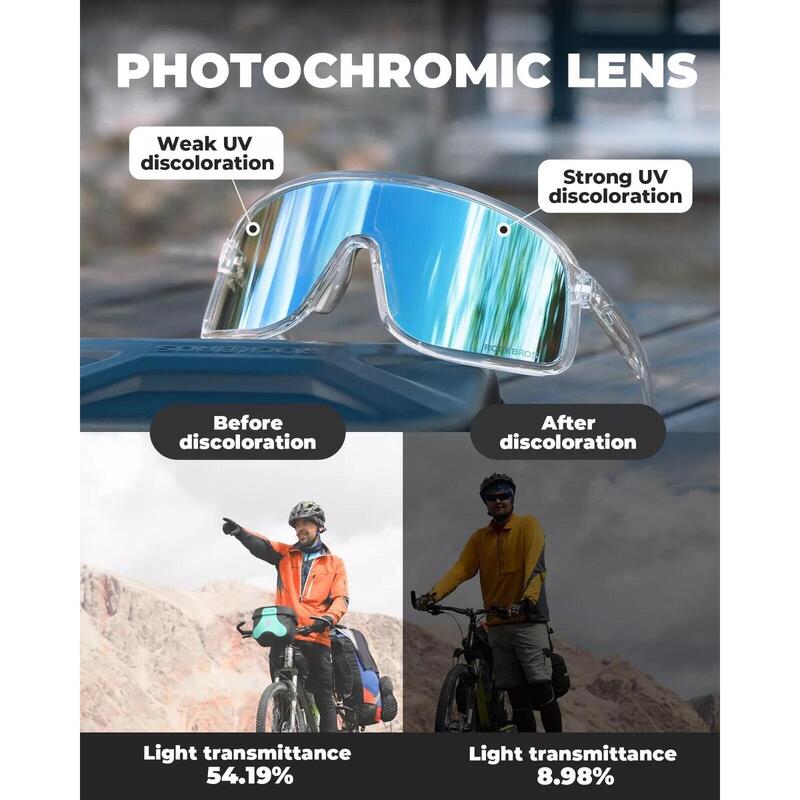 Ochelari de soare ROCKBROS polarizați fotocromatici pentru ciclism