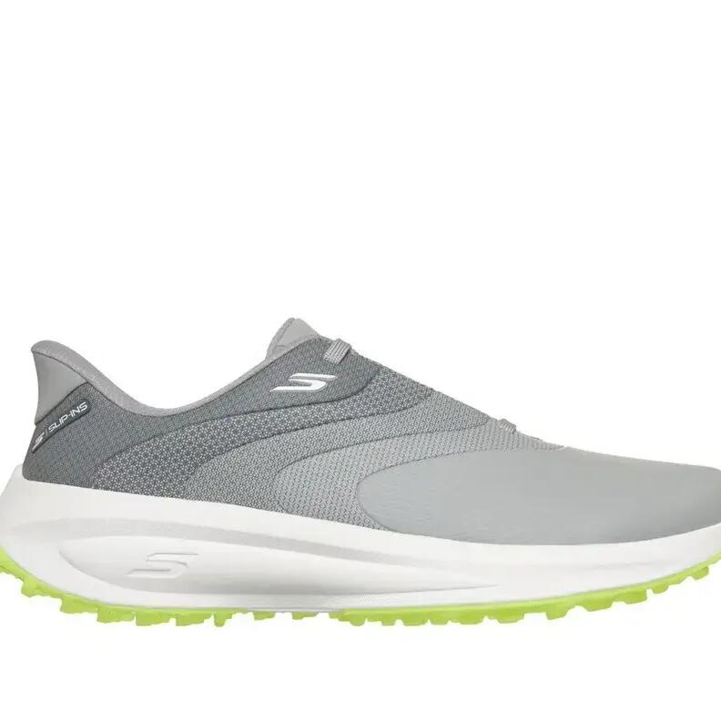 Skechers Golf Flow SI, chaussures de golf pour homme, gris/citron vert