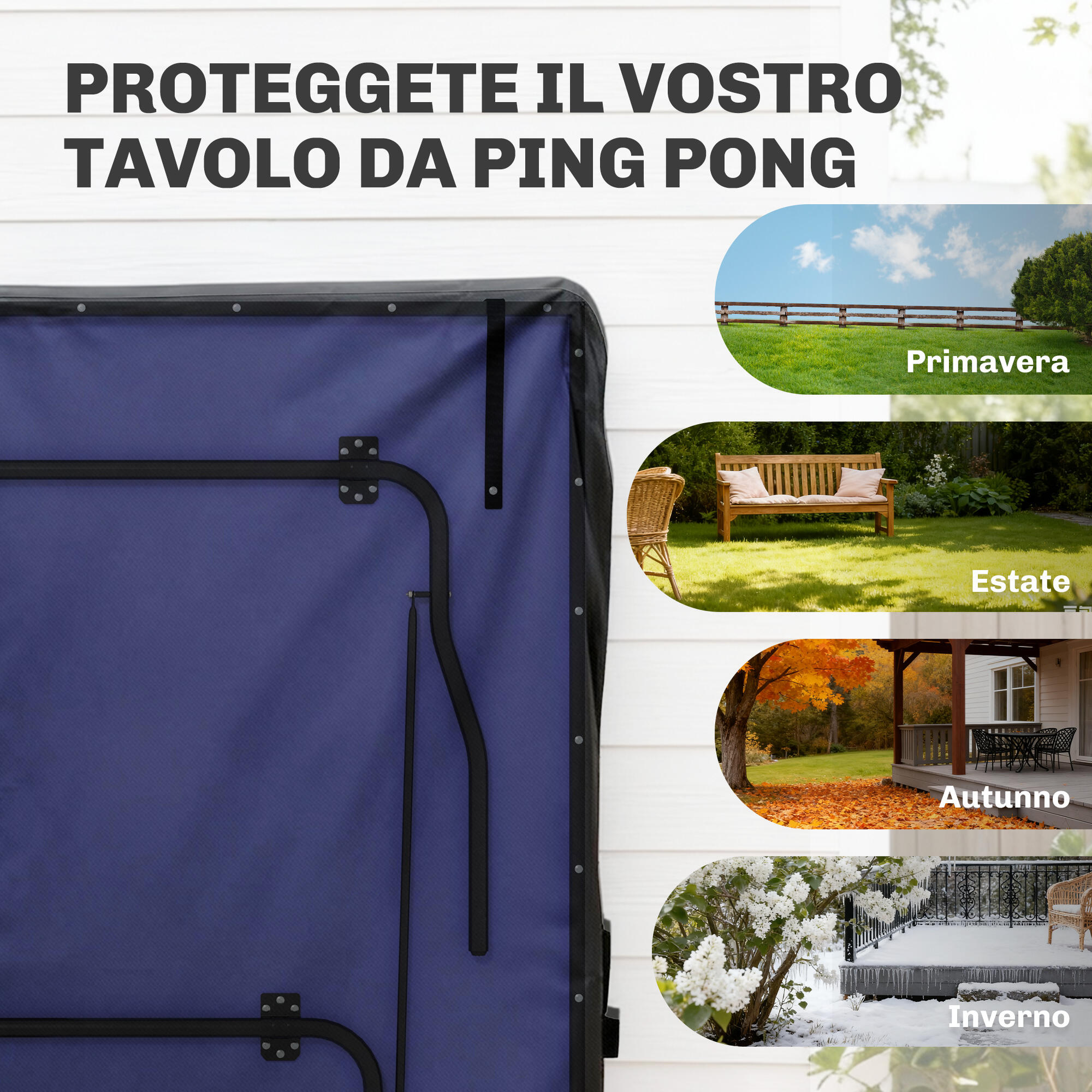 SPORTNOW Copertura Tavolo da Ping Pong 257x153x5 cm in Polietilene Nero 4/7