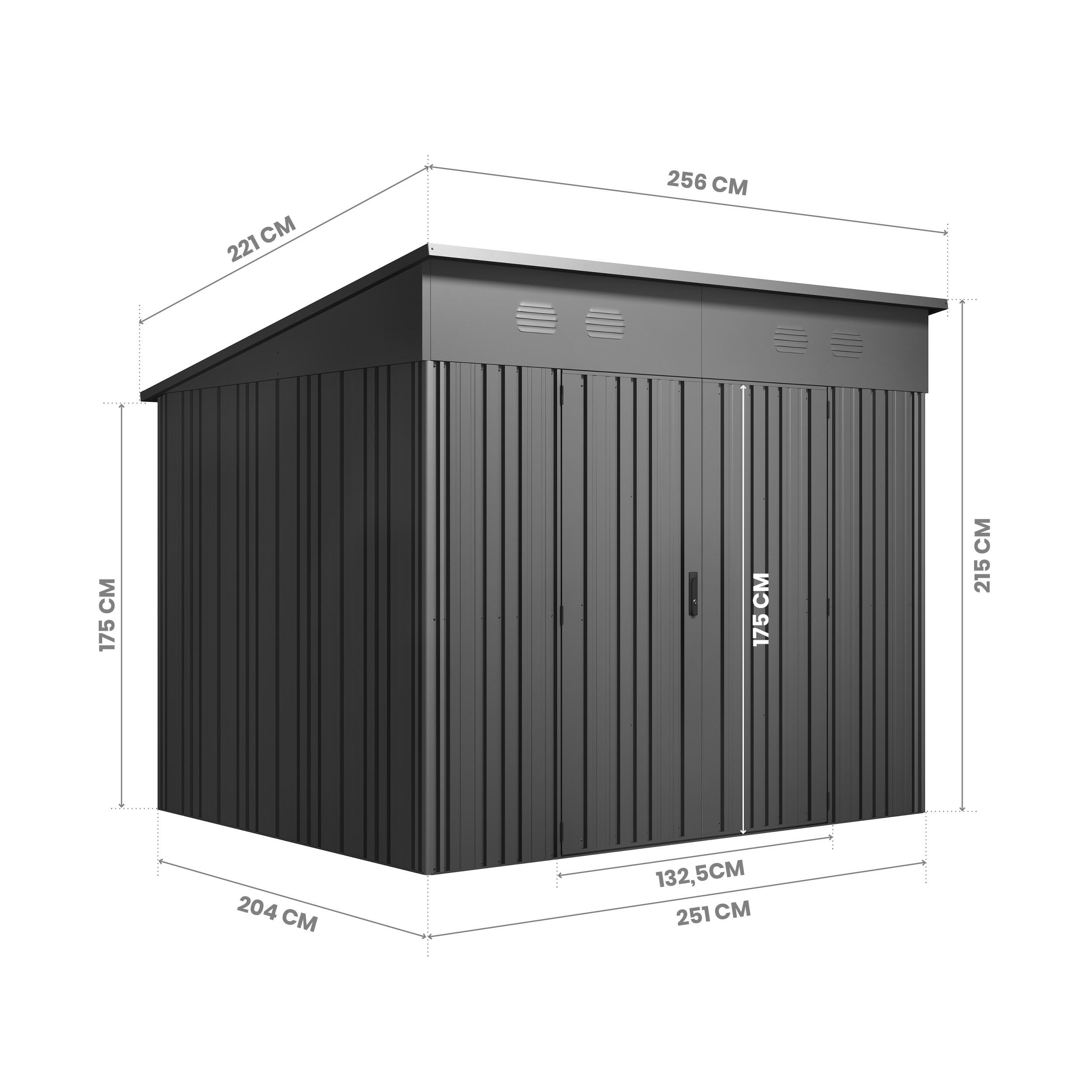 Abri de jardin métallique 5,66m² PIONEER Y70 structure solide 5/6