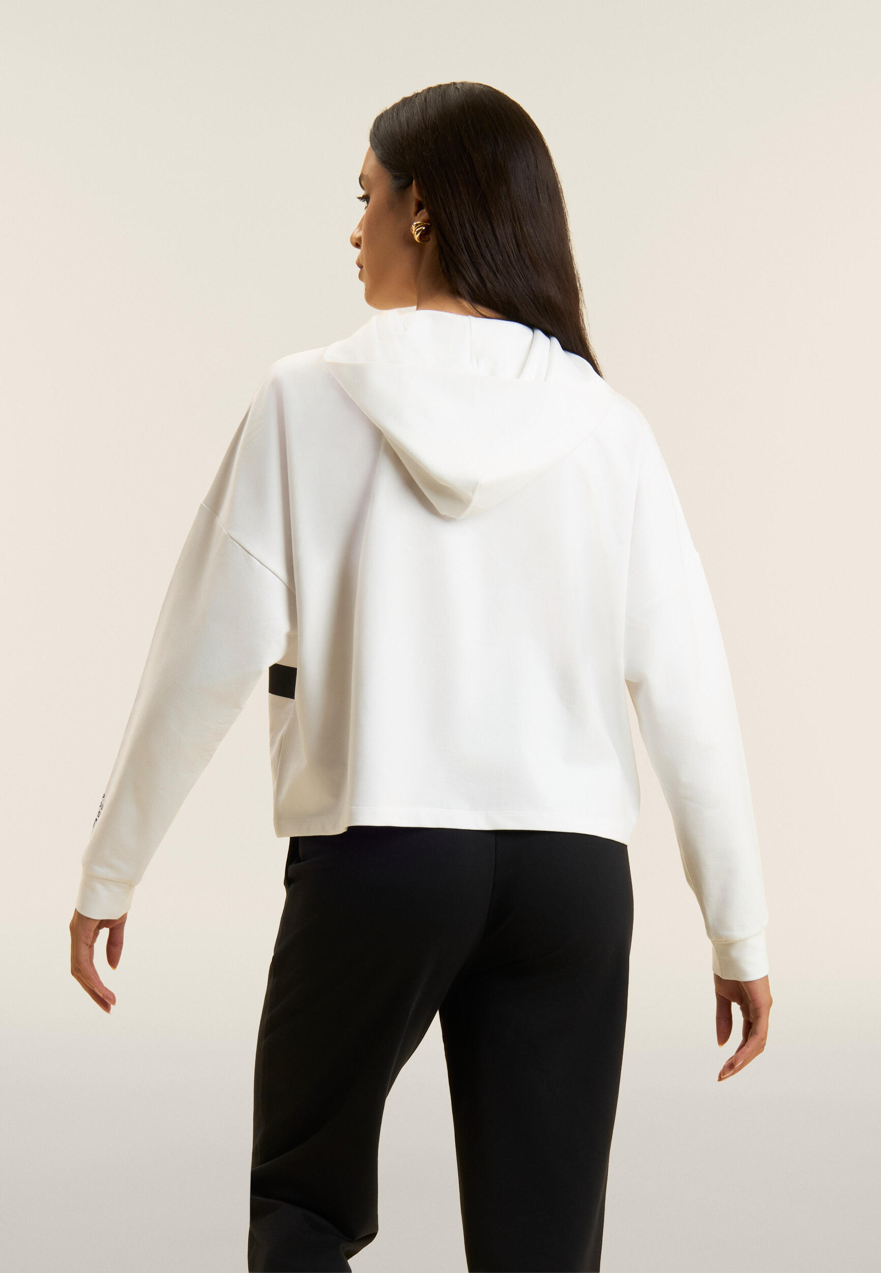 Sweat-shirt à capuche court et surdimensionné avec imprimé MST 3/4