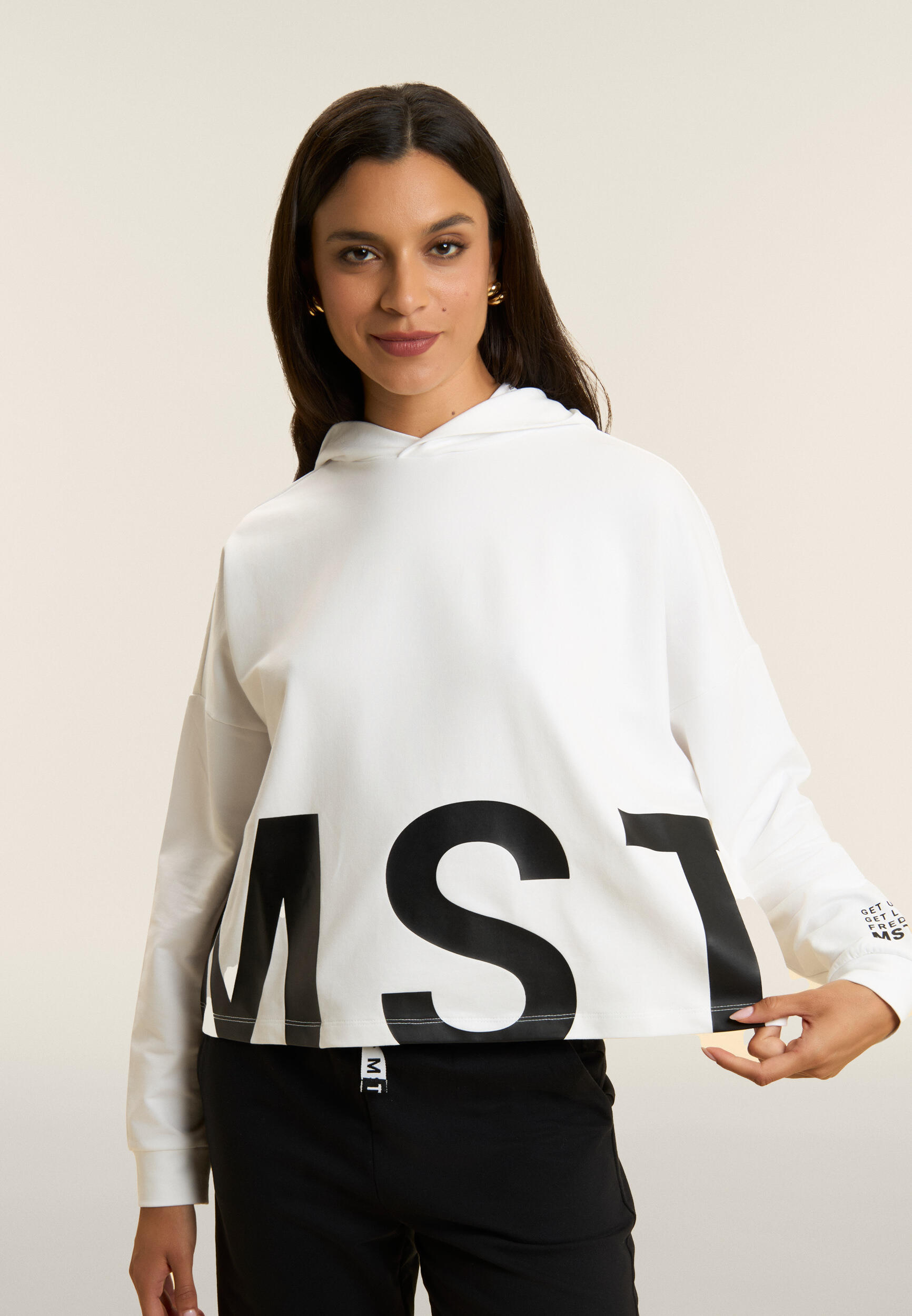 Sweat-shirt à capuche court et surdimensionné avec imprimé MST 4/4