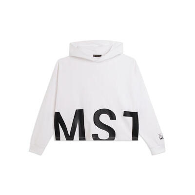 Felpa cappuccio cropped oversize con stampa MST