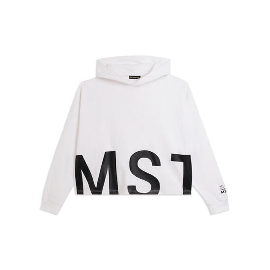 Felpa cappuccio cropped oversize con stampa MST