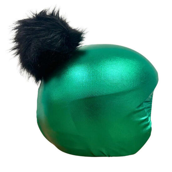 Housse de Casque Look Bonnet à Pompon - CoolCasc Vert & Bleu - Ski & Snowboard