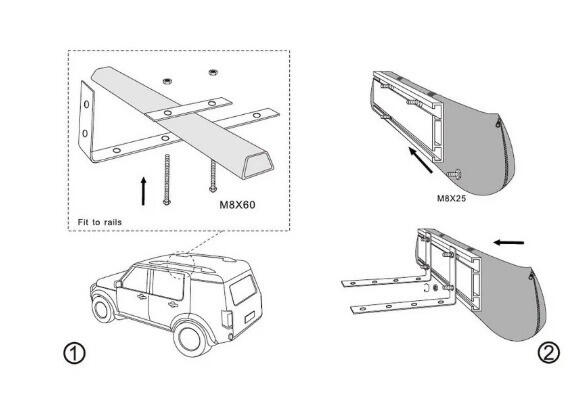 Toldo BRAGUSCAMP 4x4 Camper con Luz LED Incluida | 2,5x2,5 m Caqui 5/6