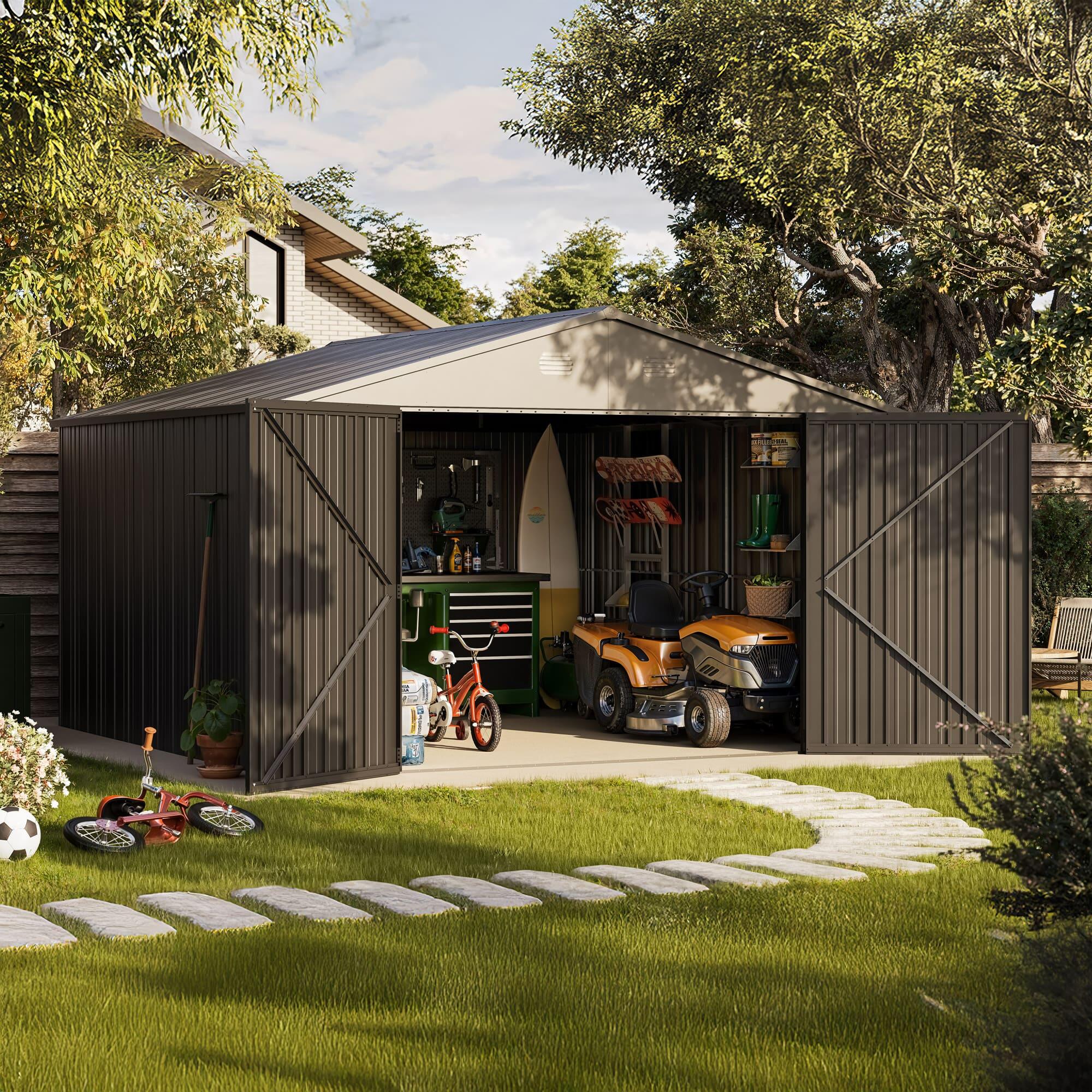 Abri de jardin métallique 12,46m² PIONEER Y130 système solide 2/6