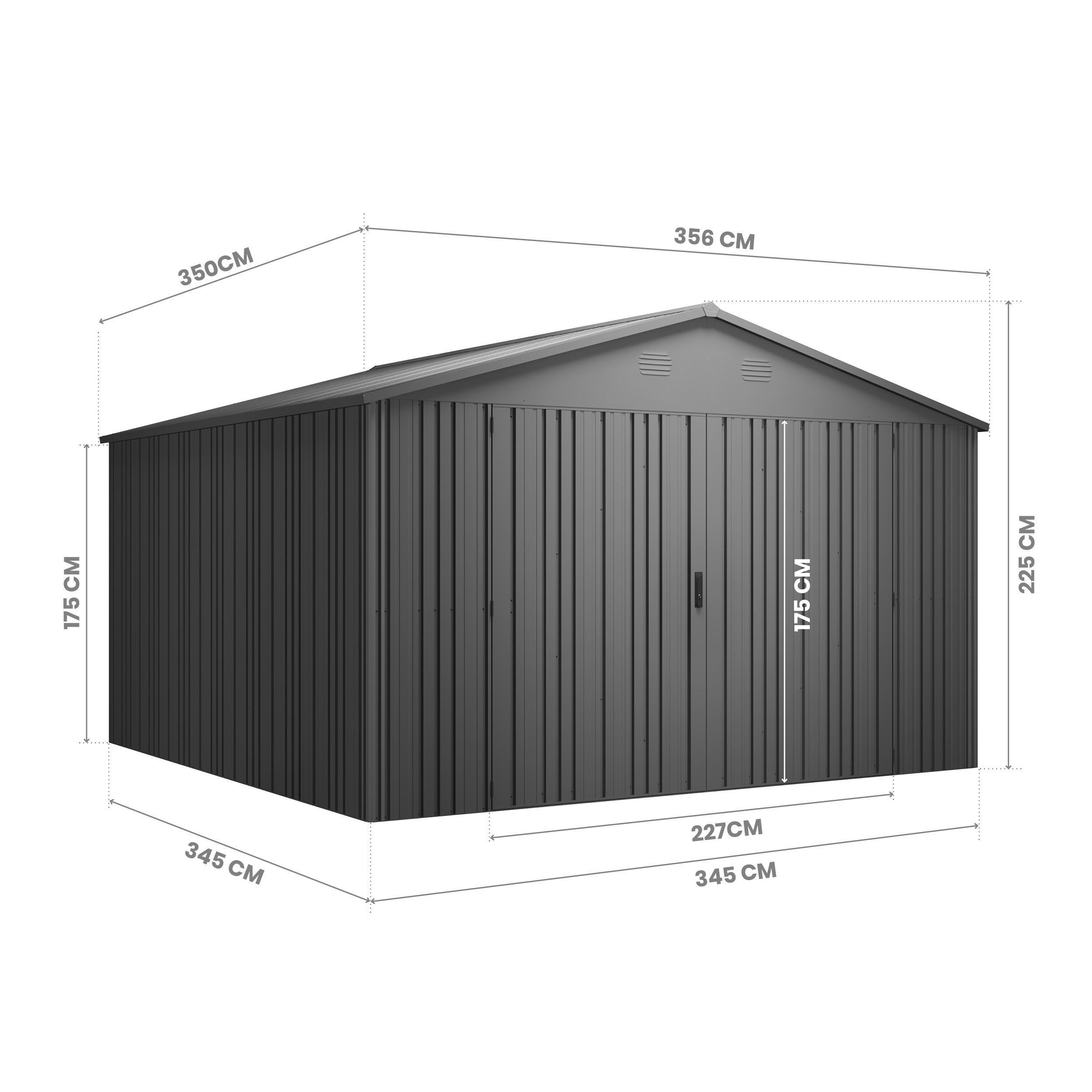 Abri de jardin métallique 12,46m² PIONEER Y130 système solide 5/6