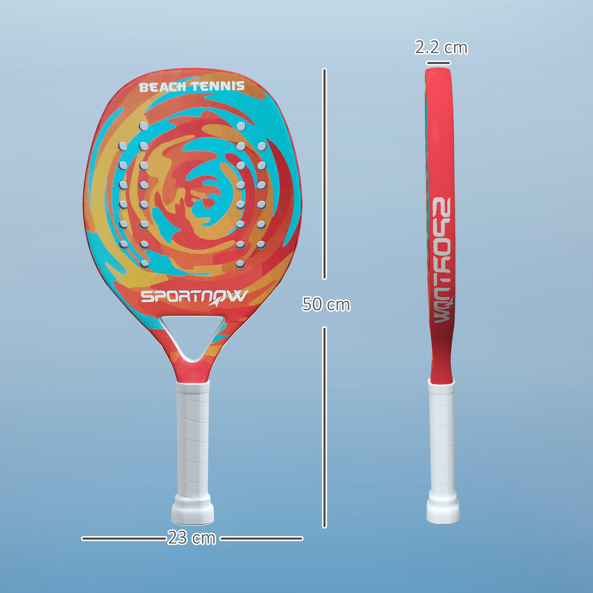 SPORTNOW Racchetta Beach Tennis in Fibra di Carbonio Antiscivolo e Borsa Giallo 3/7