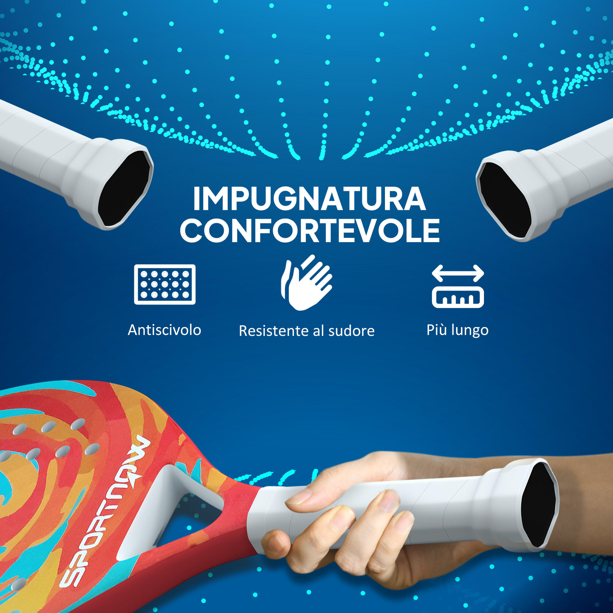 SPORTNOW Racchetta Beach Tennis in Fibra di Carbonio Antiscivolo e Borsa Giallo 5/7