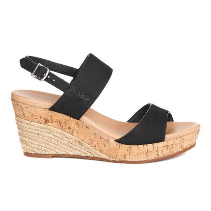 Sandales UGG en nubuck noir, plateforme 7 cm
