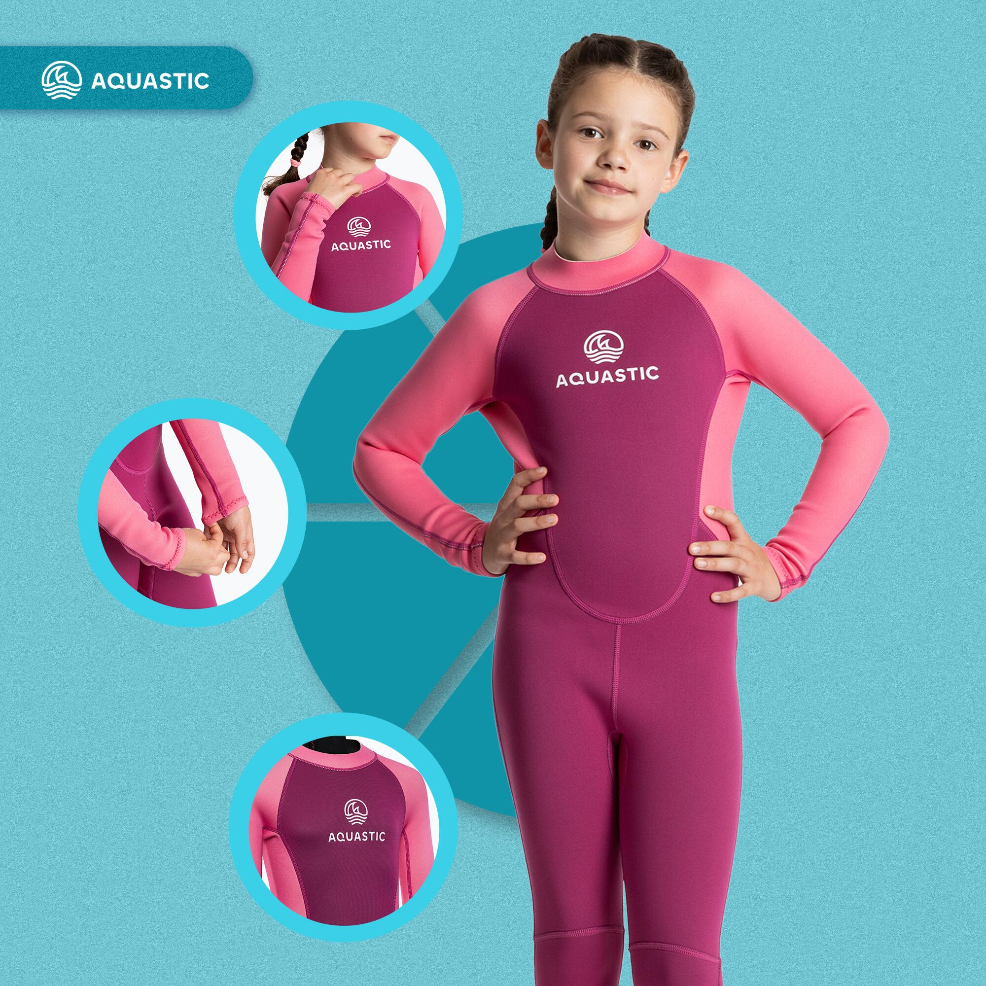 Combinaison de natation enfant AQUASTIC Wavey LG Jrg 2 mm 3/7