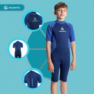 Aquastic wavey jrb shorty wetsuit voor kinderen van 2 mm neopreen