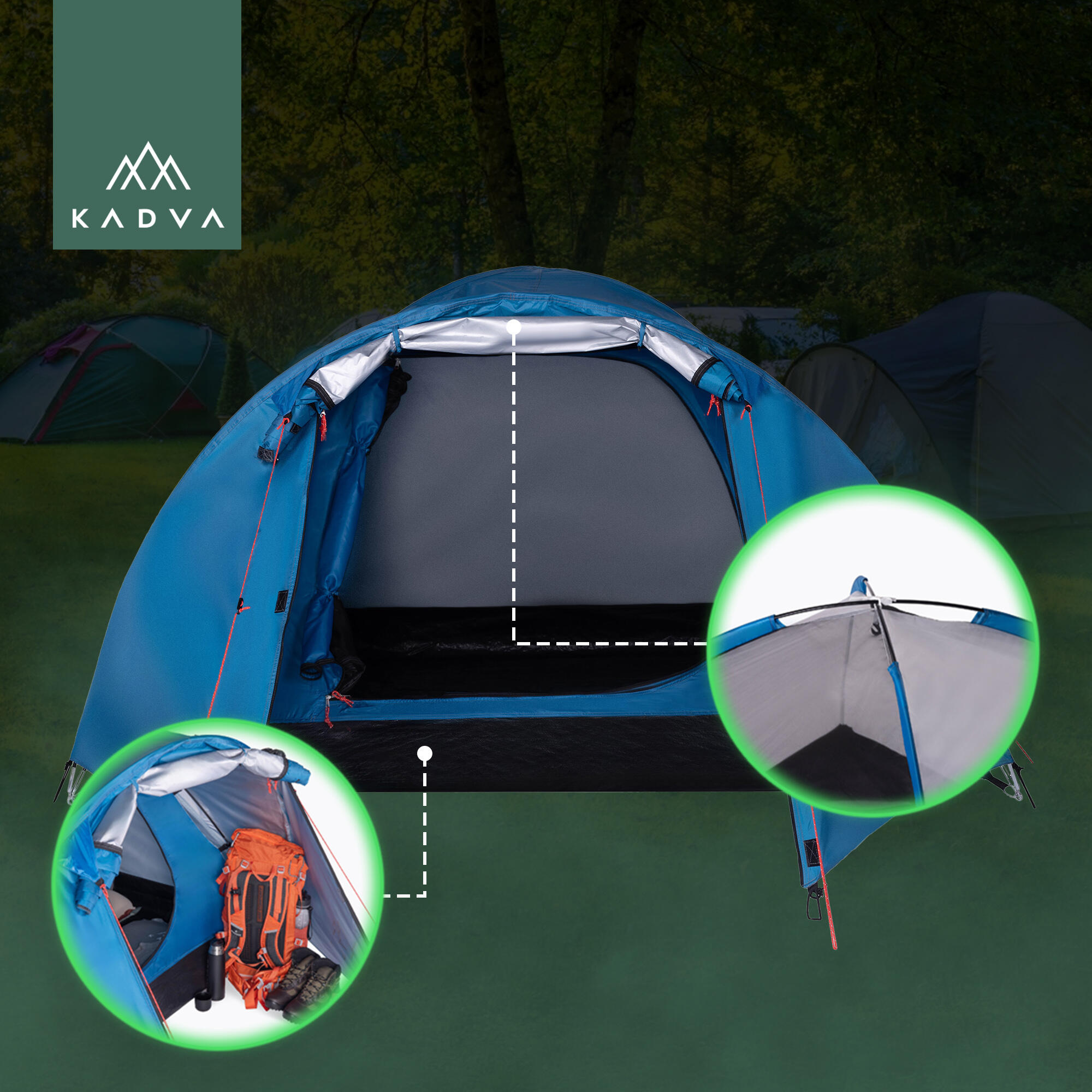 Tente de camping KADVA CAMPdome 3 3 personnes 5/7