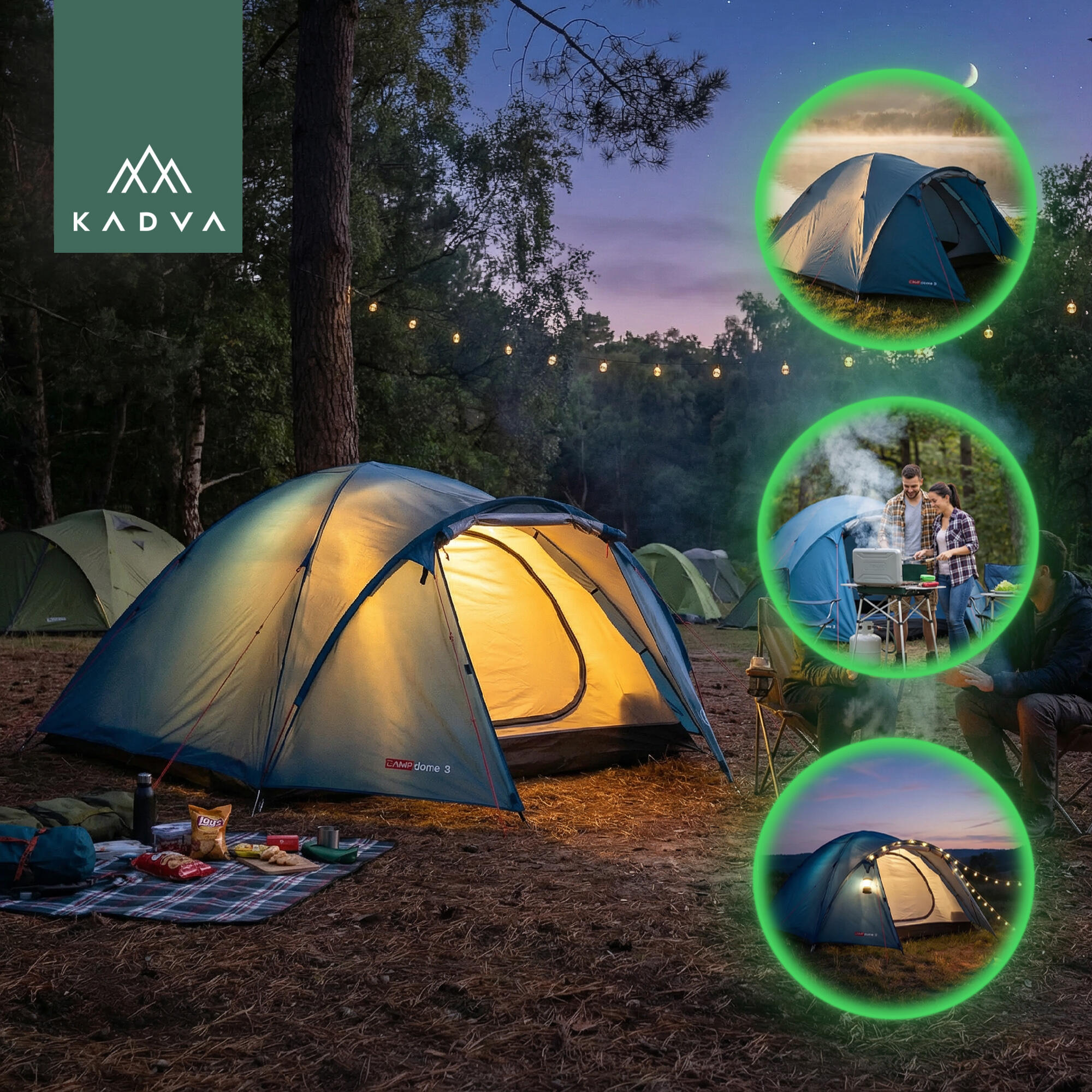 Tente de camping KADVA CAMPdome 3 3 personnes 4/7