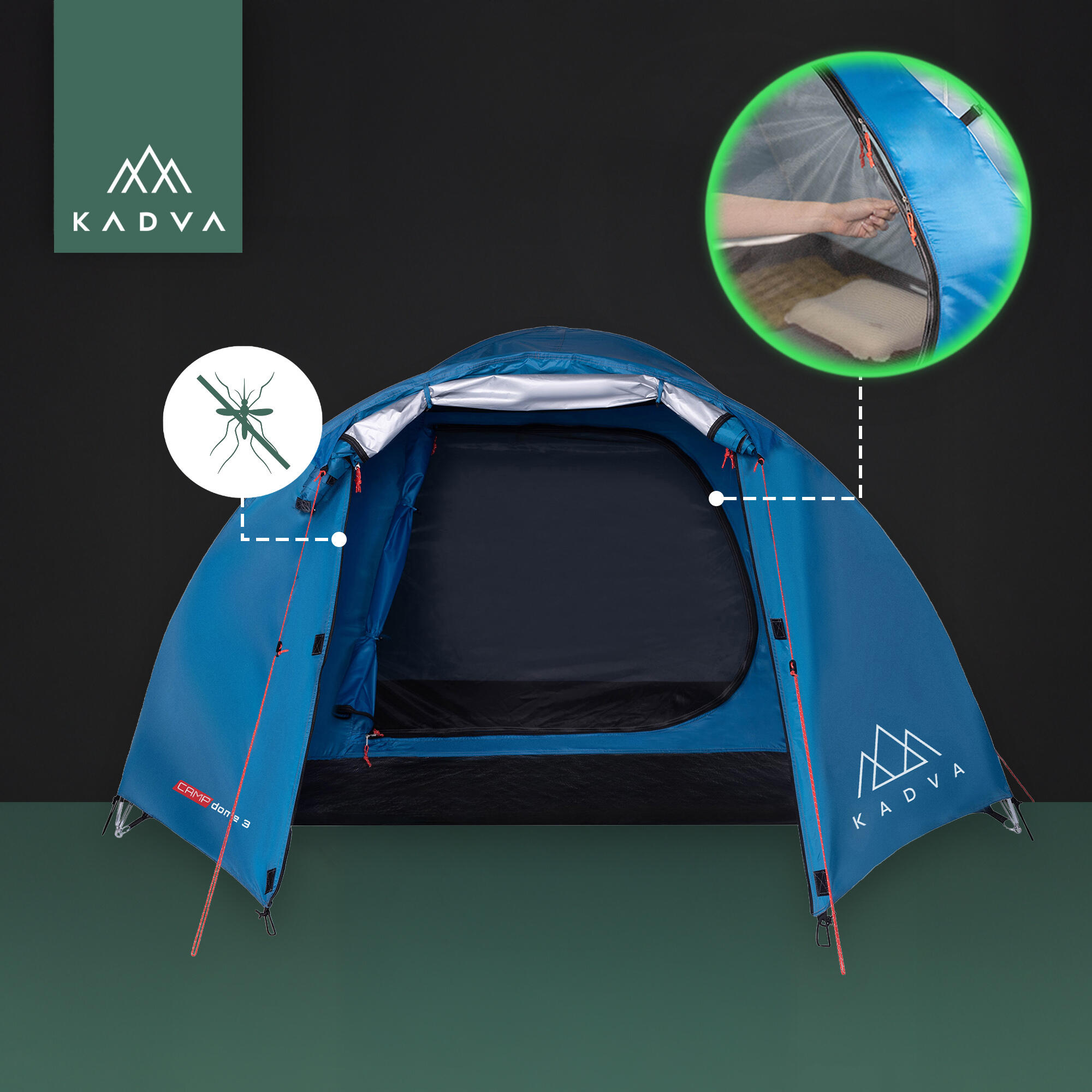 Tente de camping KADVA CAMPdome 3 3 personnes 6/7