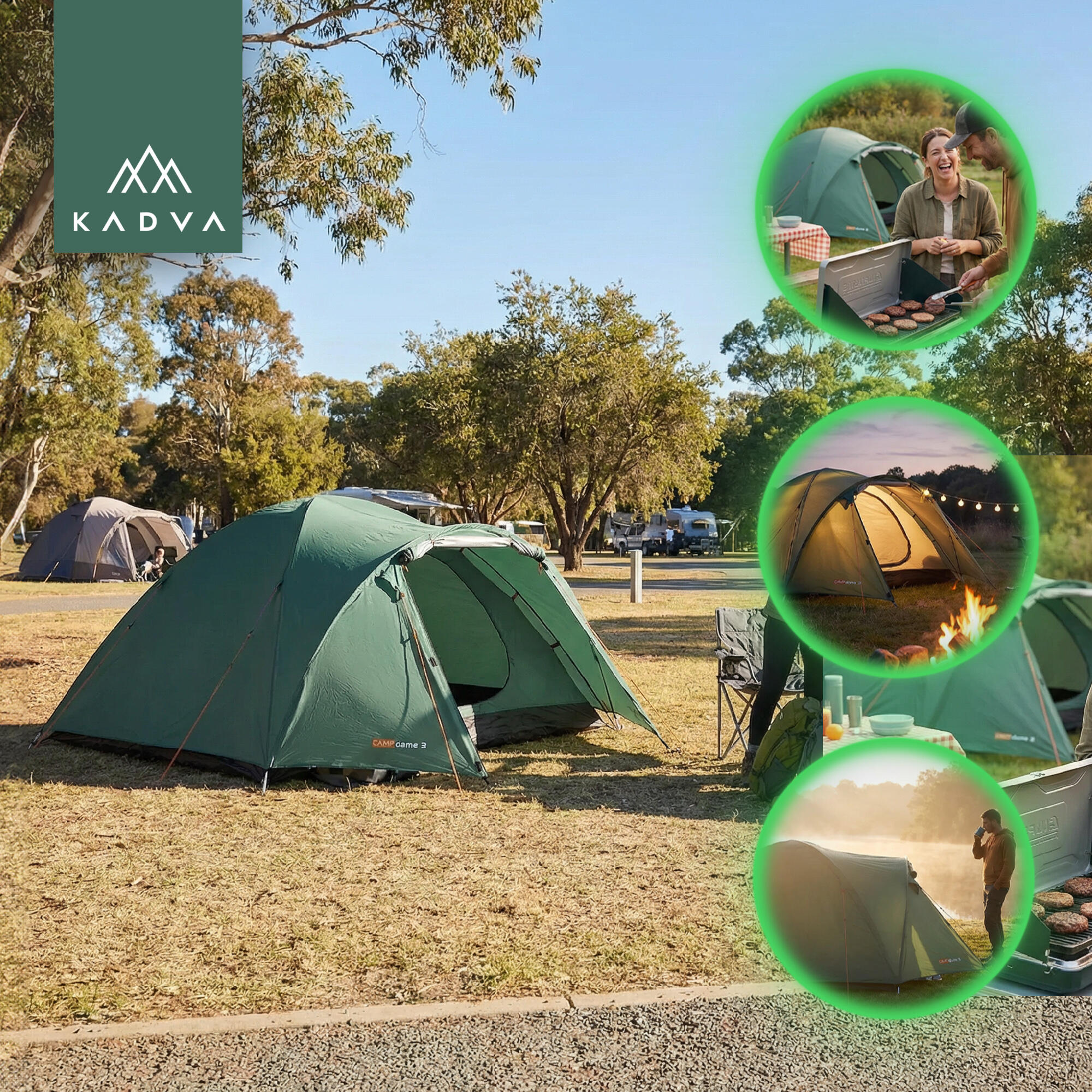 KADVA CAMPdome 3 barraca de acampamento para 3 pessoas 3/7