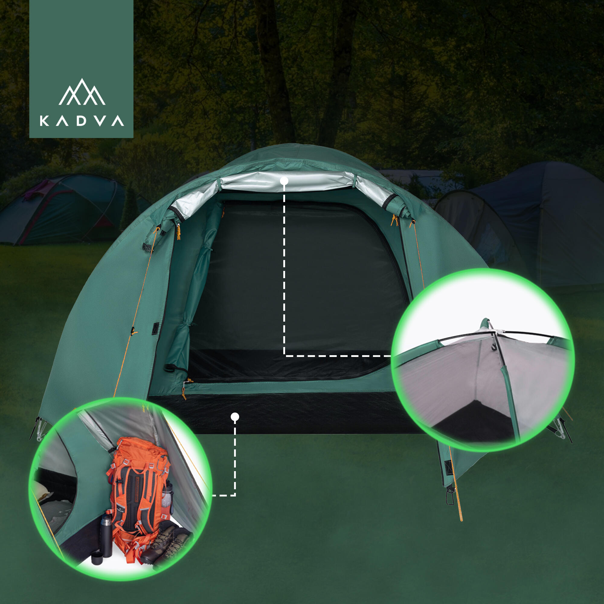KADVA CAMPdome 3 barraca de acampamento para 3 pessoas 5/7
