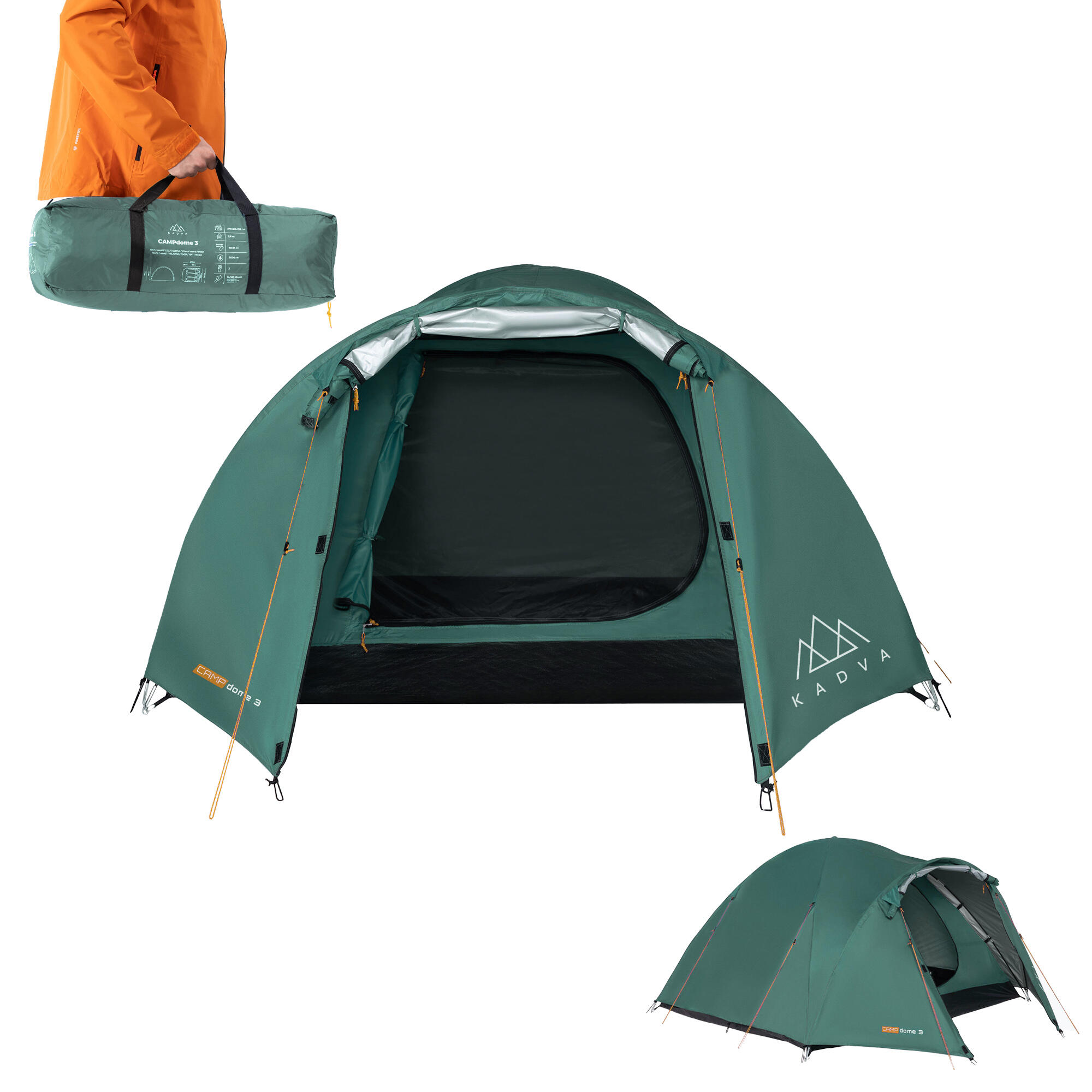 KADVA CAMPdome 3 barraca de acampamento para 3 pessoas 1/7
