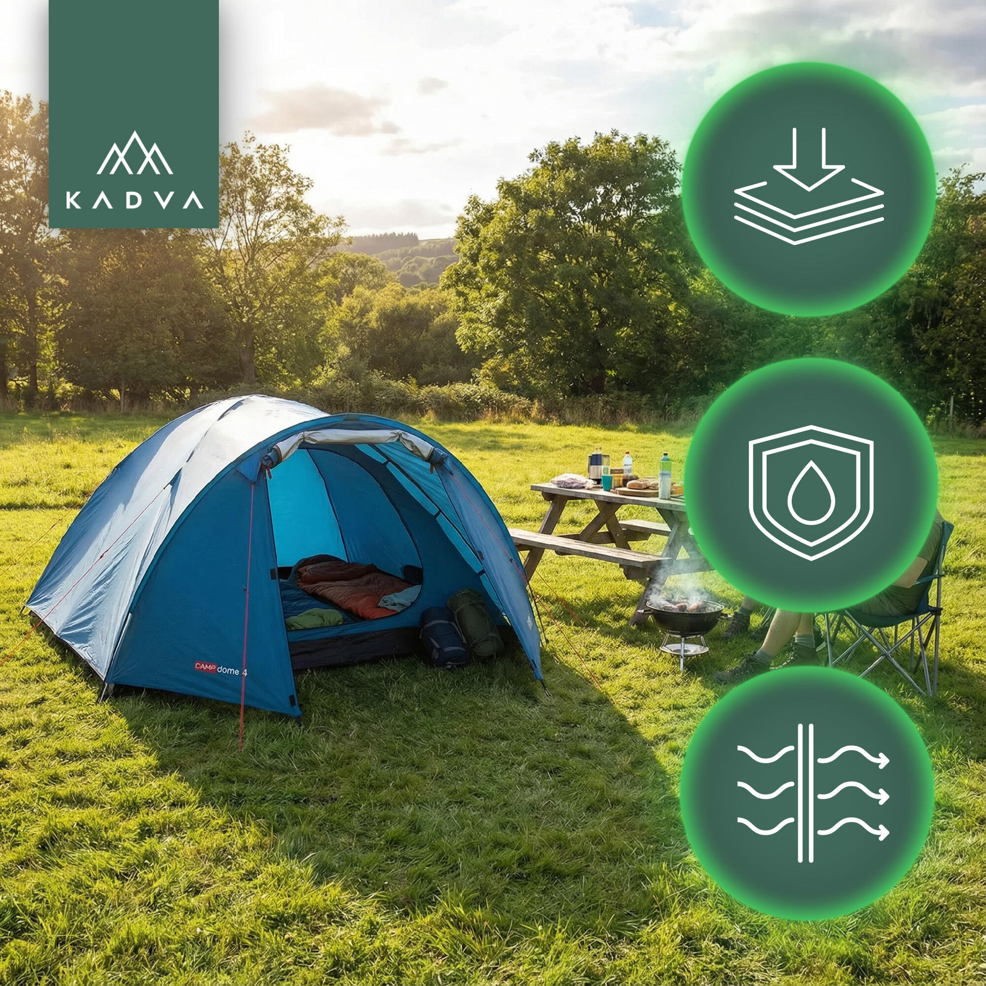 Tente de camping KADVA CAMPdome 4 4 ​​personnes 3/7