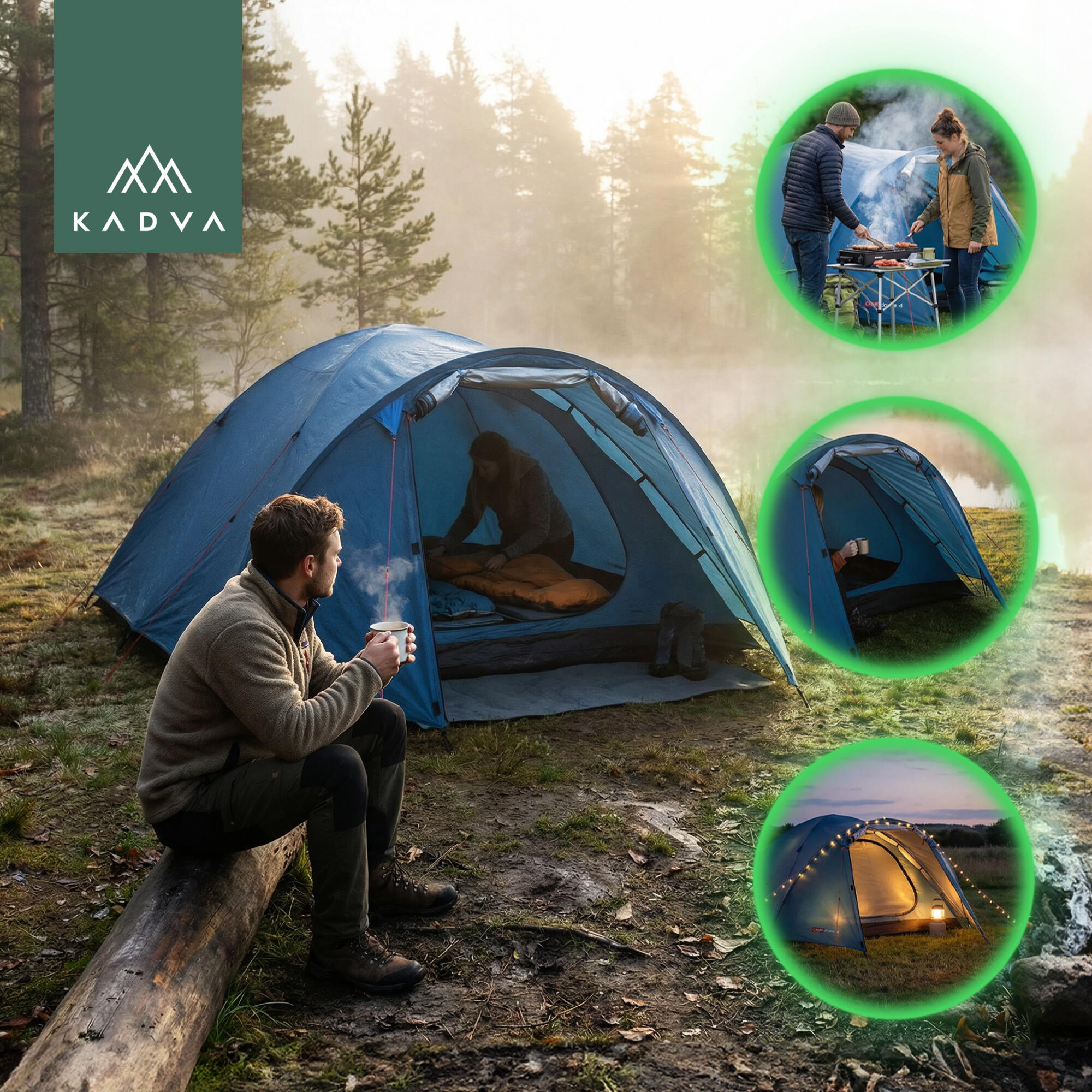 Tente de camping KADVA CAMPdome 4 4 ​​personnes 4/7