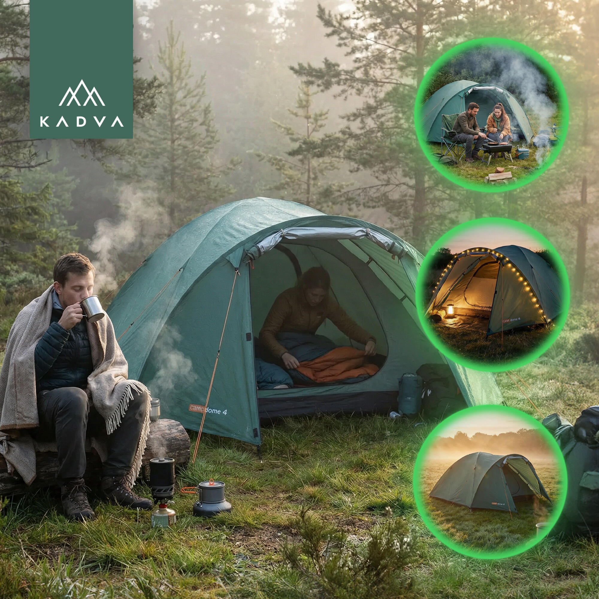 Kempingový stan pro 4 osoby CAMPdome 4 4/7