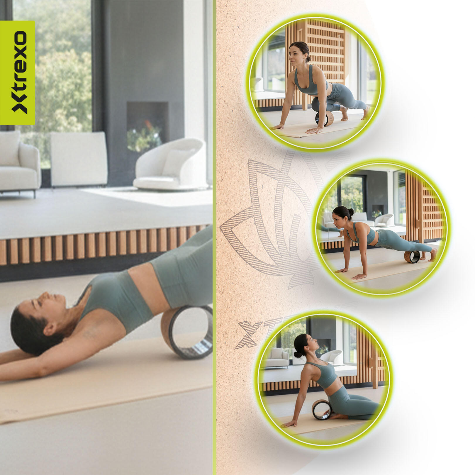 Aro de yoga XTREXO de cortiça TXO-B4Z025-NC 5/7