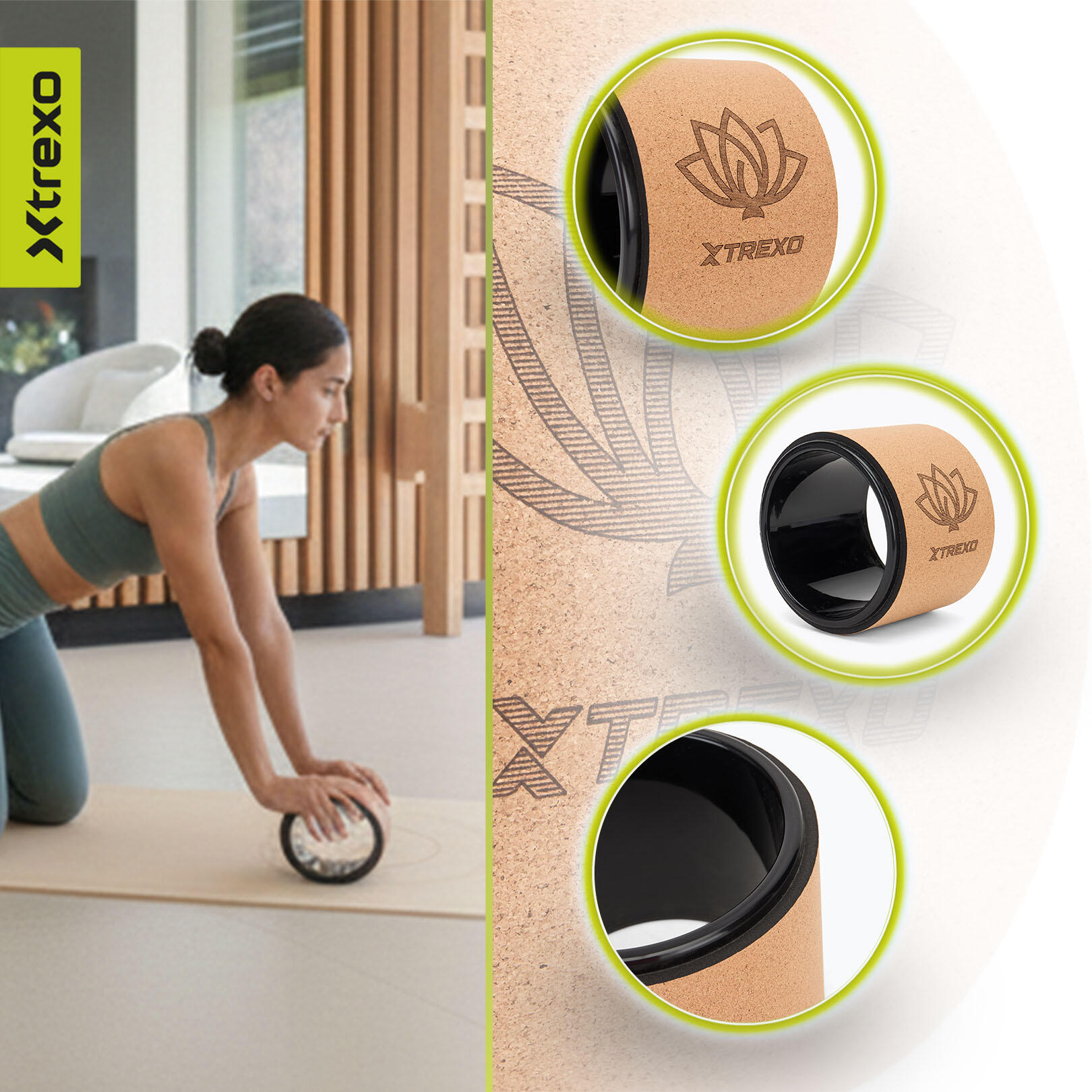 Aro de yoga XTREXO de cortiça TXO-B4Z025-NC 4/7